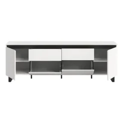 Rootz Living Sideboards>Rootz Lowboard - Media Cabinet - Lagringsenhet - gott om lagring - 188x65x36cm - vit - svart kontrast