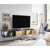 Rootz Living Tv-Bänkar>Rootz lowboard hängande mango massivt trä - metall 150x25x35 cm TV-skåp svart - Design TV-bänk modern - TV-skåp vägg - TV-byrå TV-byrå för upphängning | Fyndiq