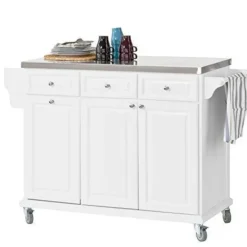 Rootz Living Köksö>Rootz Lyx Köksvagn med Stort förvaringsskåp - Köksö med bänkskiv