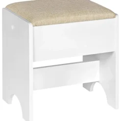 Rootz Living Pallar>Rootz Make -Up Pall - Vanity Seat - Foot Pall - Bekväm 150 kg kapacitet - Elegant brun vit - 40 cm x 45 cm x 30 cm