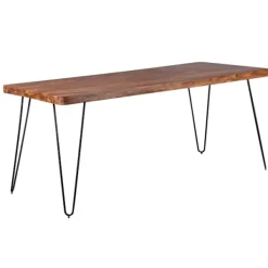 Rootz Living Matbord>Rootz matbord massivt trä Sheesham 180 cm matbord träbord Metallben köksbord Landhaus mörkbrunt