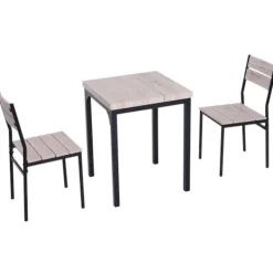 Rootz Living Matgrupper>Rootz matbordsset - 3-delat - 1 matbord - 2 matstolar - MDF - metall - trälook - svart