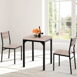 Rootz Living Matgrupper>Rootz matbordsset - 3-delat - 1 matbord - 2 matstolar - MDF - metall - trälook - svart