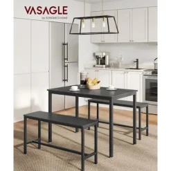 Rootz Living Matgrupper>Rootz Matbordsset - Spånbord - Stålbänk - Modernt - 70cm x 110cm x 75cm