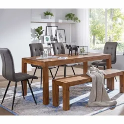 Rootz Living Matgrupper>Rootz Matsalsbänk - Massivt trä - - Matsalsbänk - 160 x 35 cm - Brun