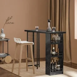 Rootz Living Matbord>Rootz Modern Bar Table - Köksbord - Matbord - Stabil MDF & Metallram - Justerbara fötter - Rymlig förvaring - 120cm x 105cm x 50cm