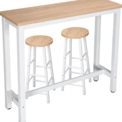 Rootz Living Matgrupper>Rootz Modern Barbord och Pallset - Pubbordsset - Matsalsset i bänkhöjd - Slitstarkt, reptåligt, enkelt underhåll - Stålstomme, MDF-skiva - 120 cm x 40 | Fyndiq