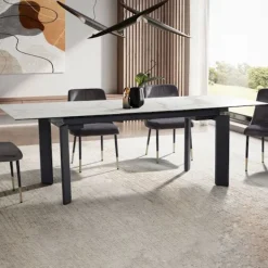 Rootz Living Matbord>Rootz Modern Large Matsalsbord - Rektangulärt marmorlook - Utdragbart bord - Plats för 10 - 180-240cm x 95cm x 77cm