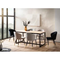 Rootz Living Matgrupper>Rootz Modern Loft Dining Table - Rectangular Table - Natural Wood Grain - Scratch Protection - 120cm x 60 cm x 76 cm