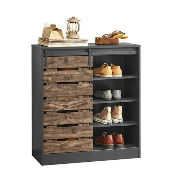 Rootz Living Sideboards>Rootz Modern skänk med skjutdörr - Kommod - Skoskåp - Mångsidig förvaring - Justerbara hyllor - Slitstarkt PB-material - 80cm x 89cm x 35cm