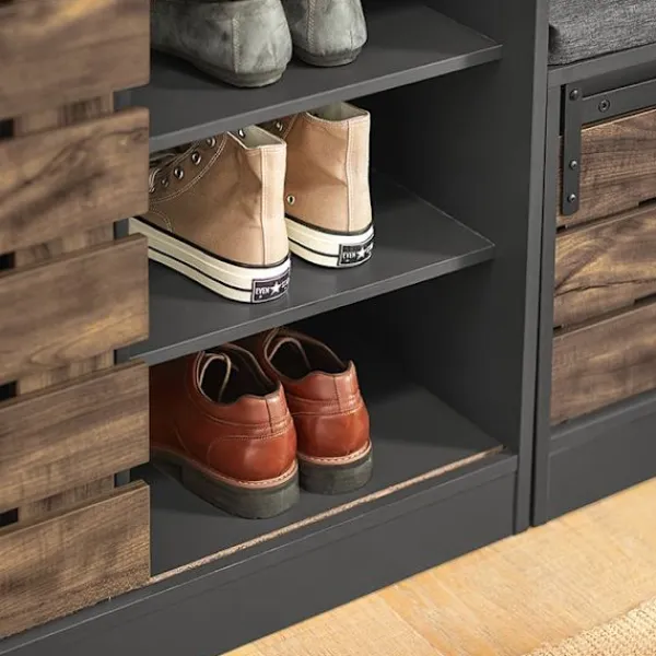 Rootz Living Sideboards>Rootz Modern skänk med skjutdörr - Kommod - Skoskåp - Mångsidig förvaring - Justerbara hyllor - Slitstarkt PB-material - 80cm x 89cm x 35cm