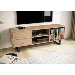 Rootz Living Tv-Bänkar>Rootz Modern TV Bänkskåp - TV-bänk - Ekdekor - Rektangulär förvaring - Rymlig - Organiserad - 150cm x 55cm x 40cm