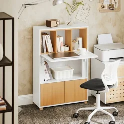 Rootz Living Kontorsmöbler>Rootz multifunktionellt skrivbord - bärbar dator skrivbar datorbord - gott om lagring - 70x108x59cm, vikta: 70x108x25cm