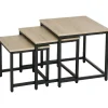 Rootz Living Småbord>Rootz Nesting Bord - Set med 3 sidobord - Industriell design - Svart stålstomme - Bordsskiva i trälook - Spånskiva - Naturligt trä - 45L x 45W x 44H c | Fyndiq