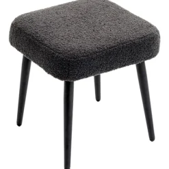 Rootz Living Pallar>Rootz Pall - Fotstöd - Osmanskt - Tyg i kashmirlook - Accentstol - 42 cm x 42 cm x 47 cm - Mörkgrå - Stålben - 10 cm kudde