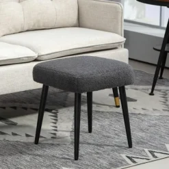 Rootz Living Pallar>Rootz Pall - Fotstöd - Osmanskt - Tyg i kashmirlook - Accentstol - 42 cm x 42 cm x 47 cm - Mörkgrå - Stålben - 10 cm kudde