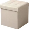 Rootz Living Sittpuffar>Rootz Pall med förvaring - Förvaringsbänk - Vikbar ottoman - Linnetyg - 37,5 cm x 38 cm x 37,5 cm - Utrymmesbesparande - Andas - 38L förvaring