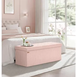 Rootz Living Kistor & Koffertar>Rootz Pink Seat Chest - Lagringsbänk - Ottoman - Hög elastiskt skum - 38 cm x 110 cm x 38 cm