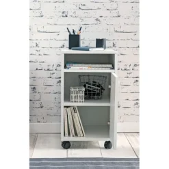 Rootz Living Kontorsmöbler>Rootz rullcontainer vit 33x60x38cm lådskåp kontorscontainer - Skrivbordsbehållare med dörr & bricka - Kontorsbehållare sidobehållare med hjul - Liten | Fyndiq
