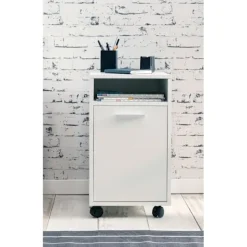 Rootz Living Kontorsmöbler>Rootz rullcontainer vit 33x60x38cm lådskåp kontorscontainer - Skrivbordsbehållare med dörr & bricka - Kontorsbehållare sidobehållare med hjul - Liten | Fyndiq