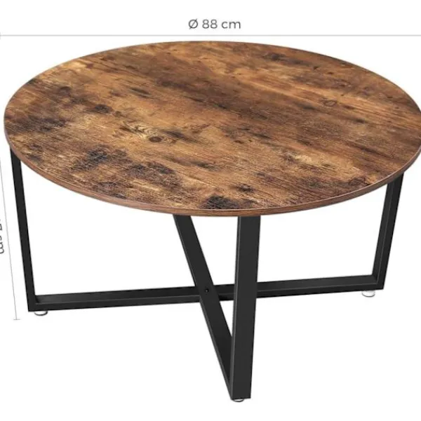 Rootz Living Soffbord>Rootz runt soffbord - Industriell stil - Sidobord - Cocktailbord - 88 x 88 x 47 cm