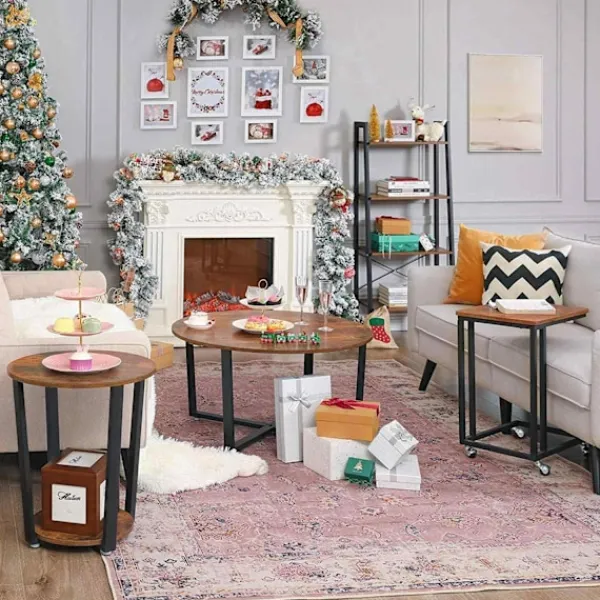 Rootz Living Soffbord>Rootz runt soffbord - Industriell stil - Sidobord - Cocktailbord - 88 x 88 x 47 cm