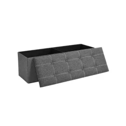 Rootz Living Kistor & Koffertar>Rootz Seat Chest Ottoman - Förvaringsbänk - Mörkgrå - MDF - Imiterat linne - Skum - Stor förvaringskapacitet - Robust konstruktion - Mångsidig användn | Fyndiq