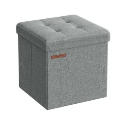 Rootz Living Sittpuffar>Rootz Seat Chest Ottoman - Förvaringspall - Fotstöd - Imiterad linne - MDF - Skum - 30cm x 30cm x 30cm - Ljusgrå - 1,6kg - 130kg Kapacitet - 22 liter | Fyndiq
