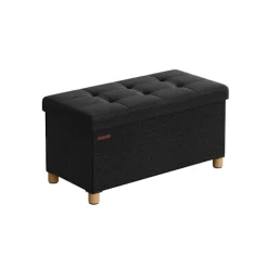 Rootz Living Kistor & Koffertar>Rootz Seat Chest Storage Ottoman - Svart Ottoman - Förvaringsbänk - Imiterad linne - Skumstoppning - MDF-konstruktion - 38cm x 76cm x 40cm - 6,5kg - 3 | Fyndiq