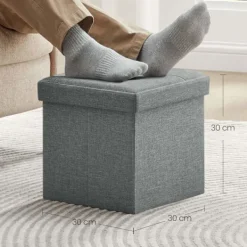 Rootz Living Sittpuffar>Rootz Seat Pall - Bänk med förvaring - Ottoman med förvaring - 22L kapacitet - 30 x 30 x 30 cm - ljusgrå