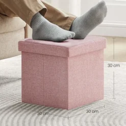 Rootz Living Sittpuffar>Rootz Seat Pall Bench - Lagringsutrymme - Ottoman - Pastell Pink - Compact Design - 30 x 30 x 30 cm