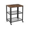 Rootz Living Småbord>Rootz serveringsvagn - 3-vånings serveringsvagn - 1 bordsskiva - 4 hjul med 2 bromsar - Hållbar och robust - Stålram + spånskiva - Vintage Brun-svart | Fyndiq