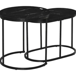 Rootz Living Småbord>Rootz Set med 2 sidobord - Soffbord - Industriell design - Vardagsrum - Sovrum - Hall - Svart - Ø50 x 50,5H cm