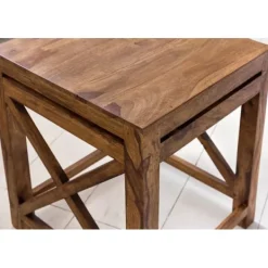 Rootz Living Pallar>Rootz set med 2 sidobord i massivt trä sheesham vardagsrumsbord