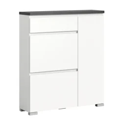 Rootz Living Byråer>Rootz Shoe Cabinet - White Shoe Chest - Wood Shoe Storage - Offset Industrial Grey NB - 95cm x 109cm x 27 cm