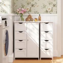 Rootz Living Byråer>Rootz Side Cabinet 4 Drawer Unit - Badrumslagring - Arrangör - Funktionell design - 30 cm x 82 cm x 30 cm