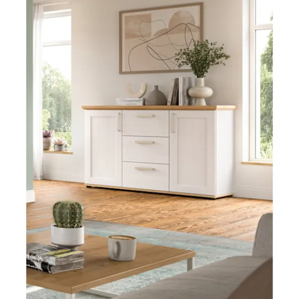 Rootz Living Sideboards>Rootz Sideboard - Buffet - förvaringsskåp - Optimal organisation - 129x80x40cm - vit och brun