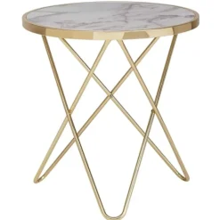 Rootz Living Småbord>Rootz sidobord marmor - Sidobord design - Metall - Vit - 55 x 57 x 55 cm