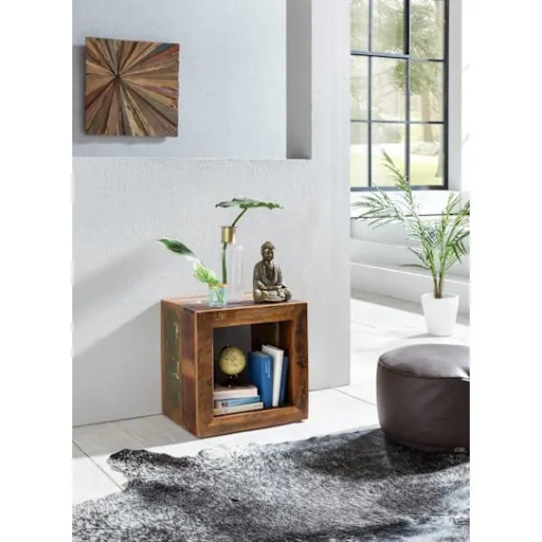 Rootz Living Småbord>Rootz Sidobord Shabby-Chic Recycling Mango massivt träbord brun Litet bord 45x45x35cm Design Cube