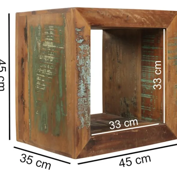Rootz Living Småbord>Rootz Sidobord Shabby-Chic Recycling Mango massivt träbord brun Litet bord 45x45x35cm Design Cube