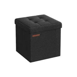 Rootz Living Kistor & Koffertar>Rootz sitskista - Förvaring Ottoman - Fotstöd - Imiterat linne - MDF - Skum - 30 cm x 30 cm x 30 cm - Basic Black - 1,6 kg - 130 kg Max belastning - 2 | Fyndiq