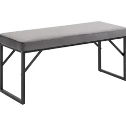 Rootz Living Balkongmöbler>Rootz Sittbänk - Stoppad kudde - Skobänk- Hallsbänk- Inklusive klädsel - Sammetspolyester - Mörkgrå + Svart - 100L x 35W x 47H cm