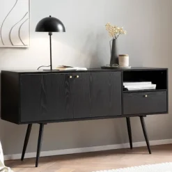 Rootz Living Sideboards>Rootz Skänk 140cm - Byrå - Förvaringsskåp - Tidlös Ekdekor - Rymlig förvaring - Halkskydd - 140cm x 75cm x 40cm