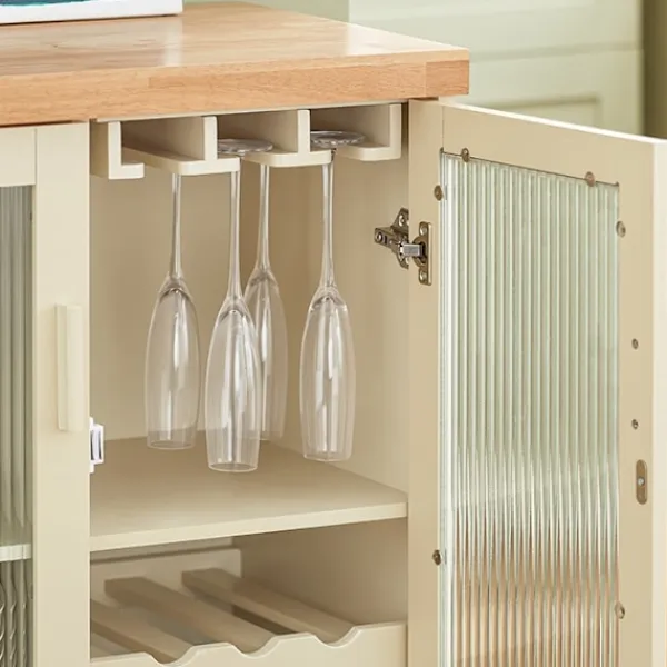 Rootz Living Sideboards>Rootz skänk med glasdörrar - Köksskåp - Kommod - Hallgarderob - MDF & Gummiträ - Förvaring & Display - Vinställ - Mikrovågsugn - 120cm x 90cm x 40cm | Fyndiq