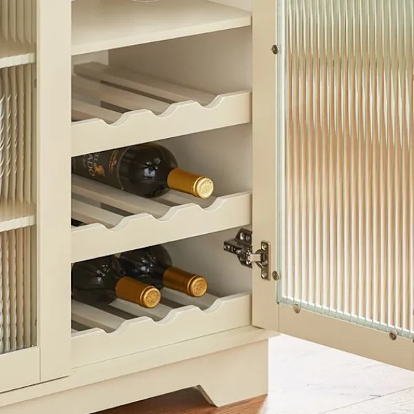 Rootz Living Sideboards>Rootz skänk med glasdörrar - Köksskåp - Kommod - Hallgarderob - MDF & Gummiträ - Förvaring & Display - Vinställ - Mikrovågsugn - 120cm x 90cm x 40cm | Fyndiq