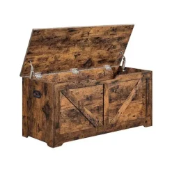 Rootz Living Kistor & Koffertar>Rootz Skobänk - Förvaringsbänk - Bänk med förvaringsutrymme - Skoförvaringsbänk - Skobänk i trä - Spånskiva - Vintage Brun - 100 x 40 x 46 cm