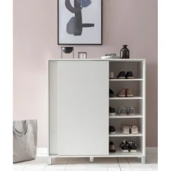 Rootz Living Skåp>Rootz skoskåp trä vit 100x108x37,5 cm hylla hög - Design skohylla Stora 20 par skor Skohylla hall - Skoförvaringsutrymme sparar - Skoförvaring hallmöb | Fyndiq