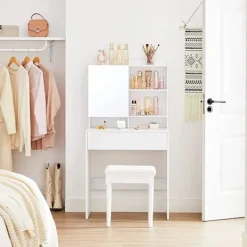 Rootz Living Sminkbord>Rootz Sminkbord - Kosmetikbord - Öppna fack - Spegel - 1 låda -