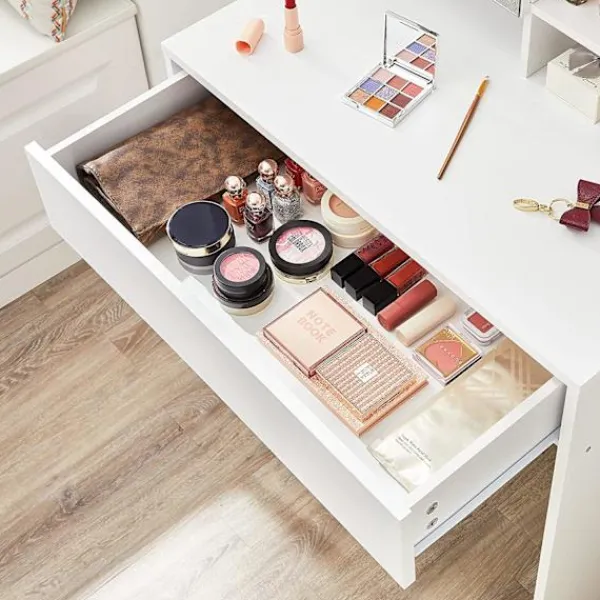 Rootz Living Sminkbord>Rootz Sminkbord - Kosmetikbord - Öppna fack - Spegel - 1 låda -