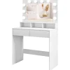Rootz Living Sminkbord>Rootz Sminkbord - Sminkbord - Sminkbord - Gott om förvaring och belysning - 80W x 40D x 135H cm